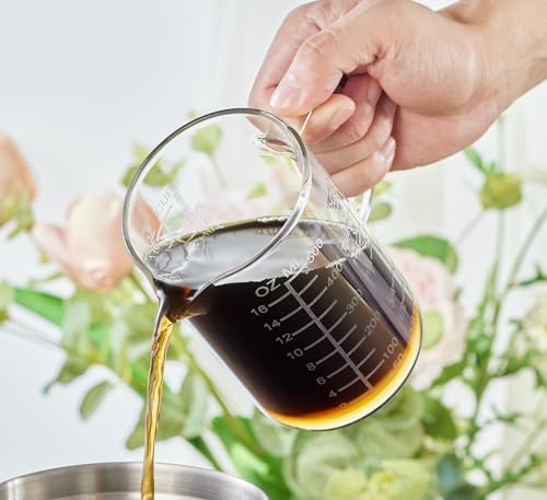 Ackers Mirror Etching Scale Glass Measuring Cup-[Insulated handle | V-Shaped Spout]-Made of High Borosilicate Glass Measuring Cup for Kitchen or Restaurant, Easy to Read, 500 ML (16 Oz, 2 Cup) - size: 500 ML (16 Oz, 2 Cup) - Mirror Etching