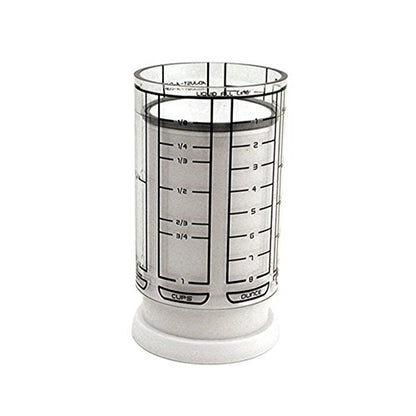 KitchenArt 1 Cup Adjust-A-Cup, Plastic, White | Plunger Measuring Cup | Measures Between 1/8 Cup to 1 Cup | Includes Conversions | Kitchen Gadget | Measures Solids & Liquids - color: White/Clear - 1 Cup
