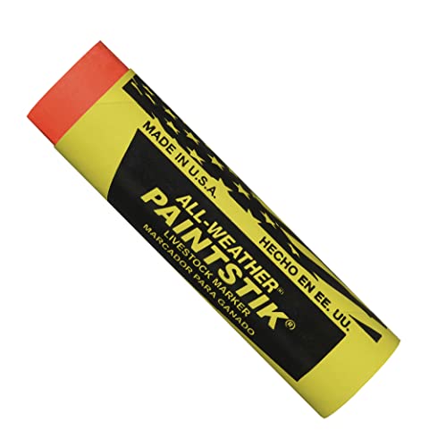 All-Weather Paintstik Livestock Marker, 1" Diameter x 4" Length, Fluorescent Orange (Pack of 12) - color: Flourescent Orange, size: 1" x 4" (Pack of 12)