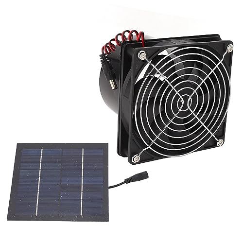 Fafeicy Solar Exhaust Fan, ABS Monocrystalline Silicon Pet Solar Ventilation Fan 50W 5 to 12V 3000 RPM Wall Mounted for Attic Greenhouse Chicken Coop Pet House