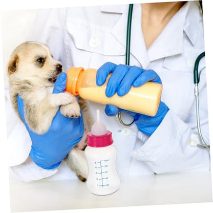 BESPORTBLE 4pcs Silicone Puppy Feeding Bottle Safe and Durable Pet Feeder with Wide Aperture Includes Replacement Bottle Mouth Cleaning Brushes Random Color