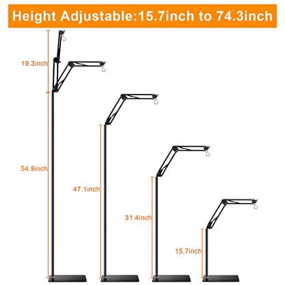 Reptile Lamp Stand Reptile Light Stand (15.7inch to 74.3inch) with 360° Adjustable Swing Arm, Heat Lamp Holder for Bearded Dragon Turtles Snake and Chicks - size: 15.7-74.3 inches (without Lampshade)