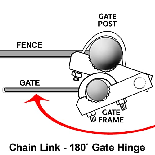 Chain Link Fence 180 Degree Commercial Duty Gate Hinge-for 6-5/8" Outside Diameter Gate Post/Pipe & 1-5/8 Thru 1-7/8" Gate Frames. Chain Link Post Gate Hinge - Includes Hinge U Bolts - 2 Hinge Assy - size: 6-5/8" Post - 2 Pack