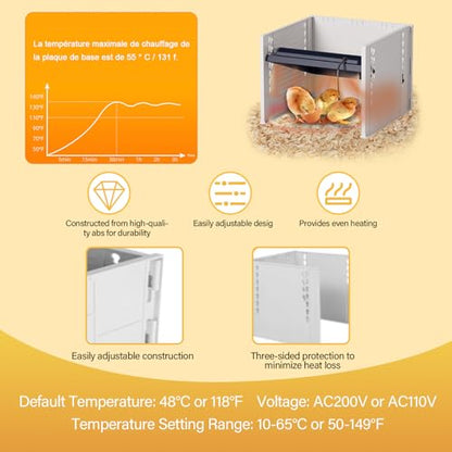 Upgraded Brooder Heater Plate, Adjustable Height & Temperature 10.8" X 10.4" Chick Brooder Heating Plate, Three-Sided Protection & Fast Heat Brooder Heater for 15 Chicks (Black)