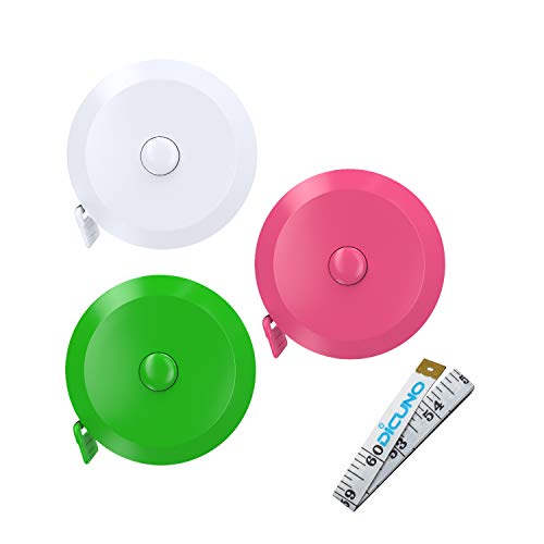 DiCUNO 60-Inch 1.5 Meter Soft and Retractable Tape Body Tailor Sewing Craft Cloth Dieting Measuring Tape (3 Colors, White Green Pink Package with Soft tape) - color: 3 Colors (White/Green/Pink)