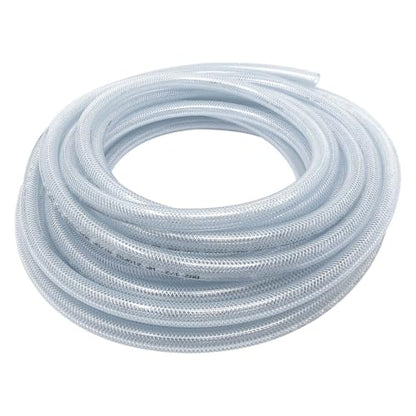 Gloxco Clear Braided PVC Tubing, Food Grade, Heavy Duty Reinforced Hose, 1/2" ID, 50 Ft Length - size: 1/2" x 50 Ft