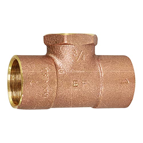 Supply Giant DDGU1134 C X C X F Lead-Free Cast Brass Tee Fitting with Solder Cups and Female Threaded Branch, 1" x 1" x 3/4 - size: 1" x 1" x 3/4"