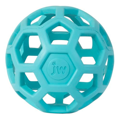 JW Pet HOL-ee Roller™, Dog Toy Puzzle Ball, Natural Rubber, Medium (4.5” Inch Diameter), Blue - color: Blue, size: 4.5 Inch