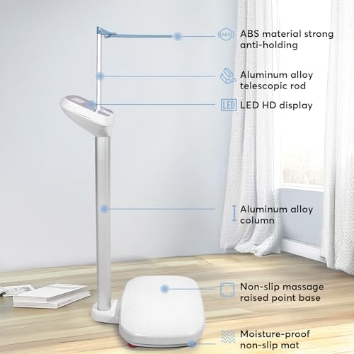 Digital Medical Scale,Professional Height and Weight Physicians Scale for Hospital, School, Beauty Salon.Measuring Range: 0.44 lbs - 440 lbs,2.3 ft - 5.8 ft. - size: 440lbs