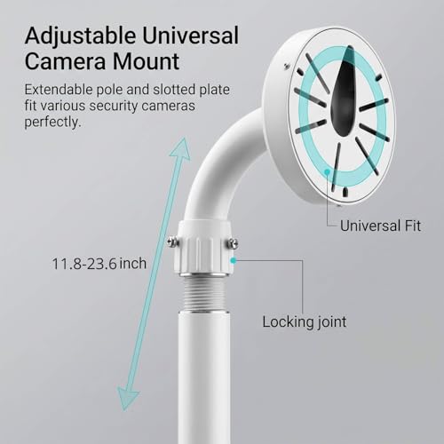 QWORK Universal Security Camera Mount Bracket, Adjustable J Type 15.7-23.6 inch Wall Mount for Dome CCTV/IP Cameras, Weatherproof Aluminum, Beige