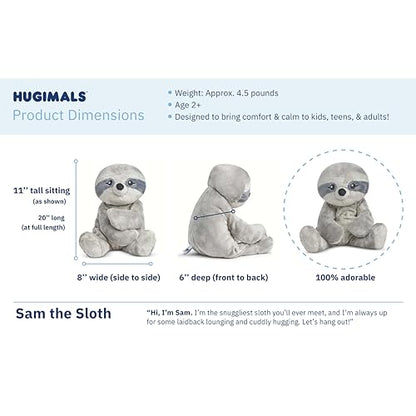 HUGIMALS Sam the Sloth 20 Inch 4.5 lb Heavy Cute Sensory Weighted Comfort Plush | Large Unscented Washable Self Care Calming Stuffed Animal for Kids, Teens and Adults - color: Sam the Sloth