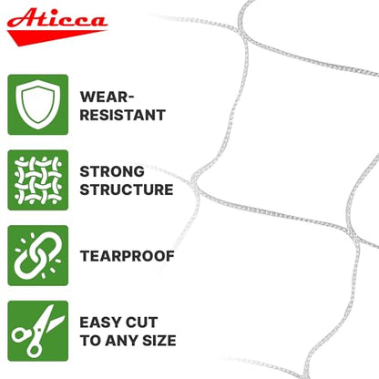 ATICCA Trellis Netting 6.5 x 350 ft Heavy Duty Polyester Plant Support Netting White - 6 Inch Garden Rope Trellis on Roll - Mesh Twine for Growing Vine Climbing Plants, Flowers, Peas, and Tomatoes. - size: 6.5x350ft Polyester Trellis Netting