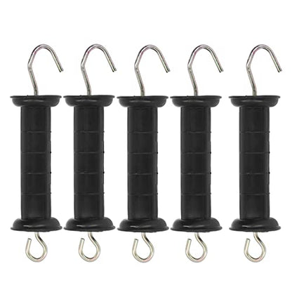 4Pcs Electric Fence Gate Handle, Black Steel PP Insulated Grip Bar for Pasture Ranch Spring Connector