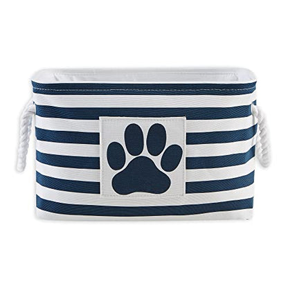 Bone Dry Pet Storage Collection Striped Paw Patch Bin, Small Rectangle, Navy - color: Navy, size: Small Rectangle
