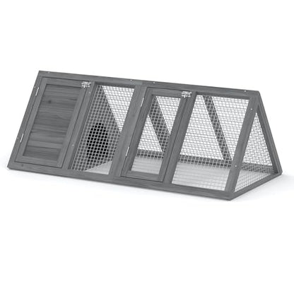 GOJOOASIS Chicken Coop for 2 Chickens Small Rabbit Hutch Quail Coop Wooden Bunny Cages Outdoor Chicken House w/Ventilating Wire (Grey) - color: Grey
