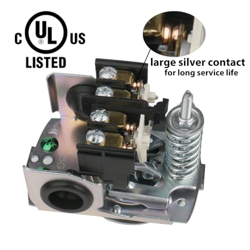 WHK Water Pressure Switch for Well Pump 30-50psi Auto Electrical Control Adjustable Differential 1/4 Female NPT UL Certified Grey