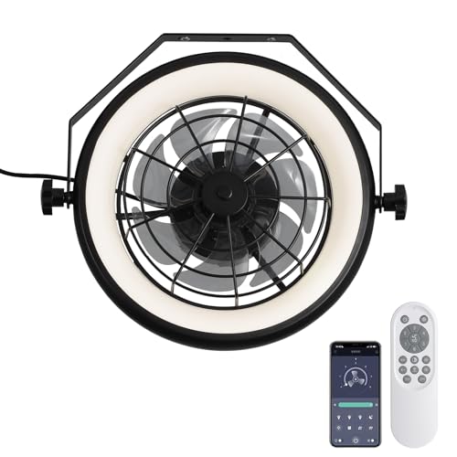 16" Wall Mounted Fan Indoor, Quiet 6 Speed Wall Mount Fan with Remote, Light and Timer, 360° Adjustable Tilt Plug in Wall Fan for Garage, Bedroom, Kitchen, Living Room, Greenhouse, Patio - size: 16"