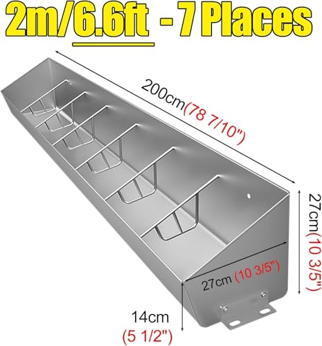 Heavy Duty Pig Feeder Trough/Livestock Feeding & Watering Troughs, Interior Outside Pot Belly Pig Water Trough 4' 5 6 Feet Long, for Pasture Sheds Pen Weatherproof(2.0m/6.6ft 7bit) - size: 2.0m/6.6ft 7bit