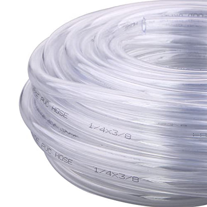 Clear Vinyl PVC Tubing 1/4" ID X 3/8" OD Plastic Flexible Food Grade Hose 50 Feet - size: 1/4" 3/8", style: 50 Feet
