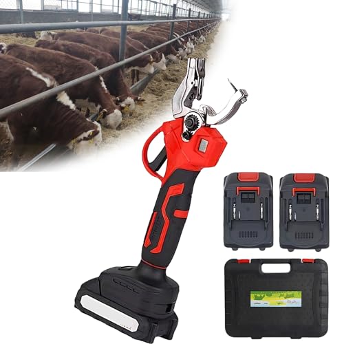 Livestock Identification Tool, Electric Ear Tagger, and Cattle Tagging Applicator for Painless Animal Marking with 2 Batteries / 6 Ear Tag Needle, Combo Pack incl Mix of Tags and Labels