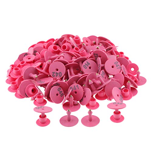 Baosity 100PCS Small Numbered Livestock Ear Tag for Pig, Pink