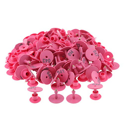 Baosity 100PCS Small Numbered Livestock Ear Tag for Pig, Pink