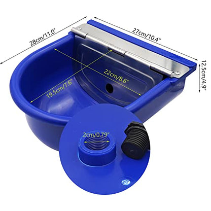 MINYULUA Automatic Waterer Bowl Large Horse Waterer with Float Valve and Drain Plug Automatic Water Feeder Dispenser Bowl for Sheep Dog Horse Cow Pig Plastic (Dark Blue) - color: dark blue