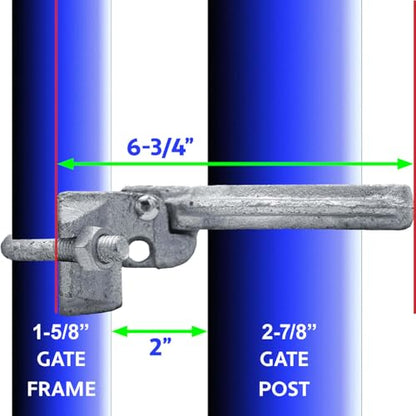 1-7/8" x 2-7/8" (3") Chain Link Fence Gate Fork Latch - Commercial Heavy Duty - Malleable - Galvanized Gate Latch with Hole for Padlock - CASE Qty 20 - size: 1-7/8" x 2-7/8" - Case(20 Count)