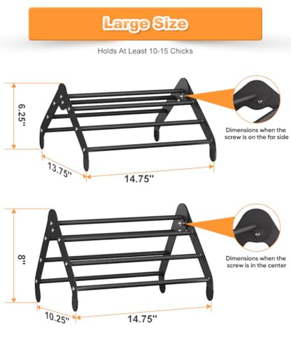 Koutemie Adjustable Chicken Perch for Coop, Heavy-Duty Metal Chick Roosting Bar for Brooder, Baby Chicks Stand Toy Training Perches for Bird Parrot Hens Macaw, Black