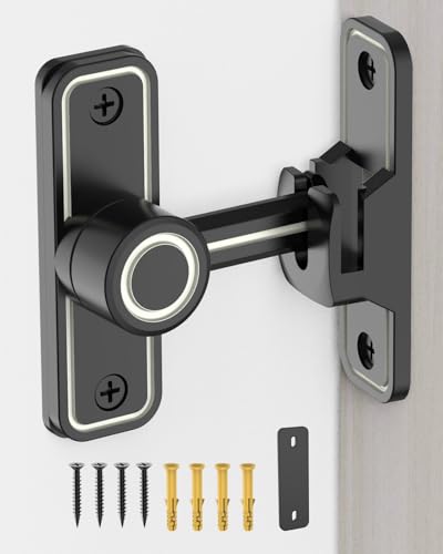 Heavy Duty Gate Latches 90 Degree Right Angle Barn Door Lock, Anti-Theft Sliding Door Lock Latch for Wooden Fence Garden Bathroom Outdoor Garage Window Include Screw (Luminous Black) - color: Luminous Black