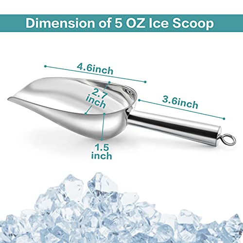 TeamFar Stainless Steel Ice Scoop, Small Metal Food Candy Scoop for Kitchen Bar Party Wedding - 5 Ounces - size: 5 oz