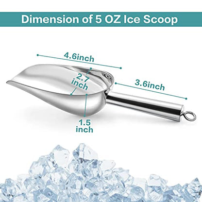 TeamFar Stainless Steel Ice Scoop, Small Metal Food Candy Scoop for Kitchen Bar Party Wedding - 5 Ounces - size: 5 oz
