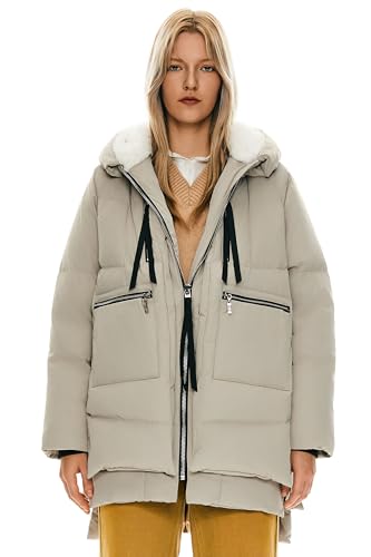 Orolay Women's Thickened Down Jacket - color: Beige, size: X-Large