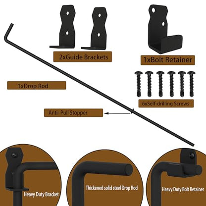 Sdstone 36 Inch Heavy Duty Cane Bolt Gate Drop Rod,Gate Ground Latch Hardware for Wooden Fences,Metal Gates Doors Stopper for Gate Ground (Black Finish,1 Pack) - size: 36 Inch