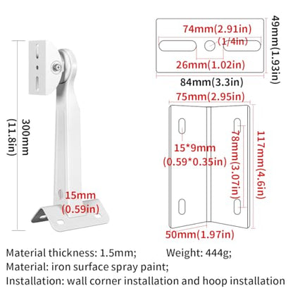 ZT-NET Security Camera Mount Corner Pole Mounting Bracket | Heavy-Duty Adjustable Holder for CCTV Cameras Installation Indoor and Outdoor Iron, White