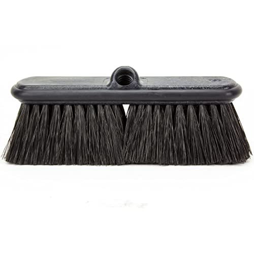 SPARTA Flo-Thru Heavy-Duty Deck Scrub Brush Nylon Bristled, Boat and Floor Scrub Broom with Protective Bumper for Floors and Large Equipment, Plastic, 9.5 Inches, Black - color: Black