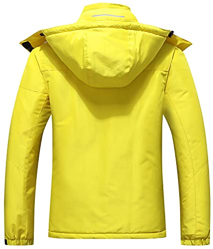 SUOKENI Women's Waterproof Warm Winter Snow Coat Hooded Raincoat Ski Snowboarding Jacket - color: Yellow, size: Large