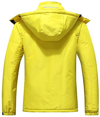 SUOKENI Women's Waterproof Warm Winter Snow Coat Hooded Raincoat Ski Snowboarding Jacket - color: Yellow, size: XX-Large