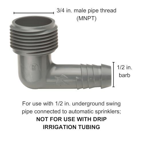 Rain Bird SWGE075S EZ Pipe Elbow Fitting, 3/4" Male Pipe Thread x 1/2" Spiral Barbed Elbow, 1-Pack - size: 1 Pack, style: 3/4" MNPT x 1/2" Barb Elbow