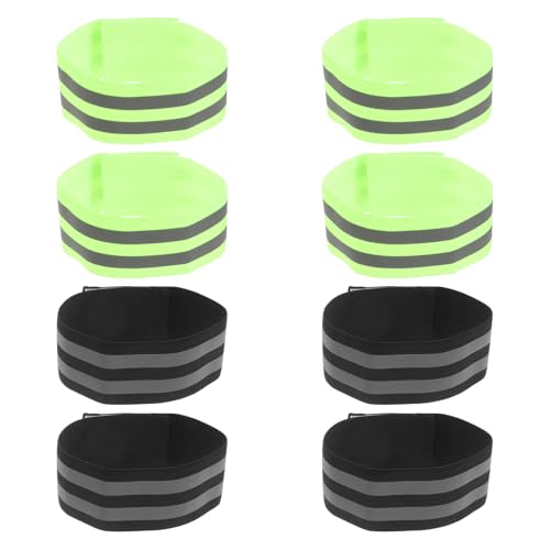 STOBAZA 8pcs Reflective Leg Straps for Cycling, Elastic Bike Pants Strap with High Visibility Safety Bands, Adjustable 35-50cm Ankle Fixation for Night Running and Outdoor Sports