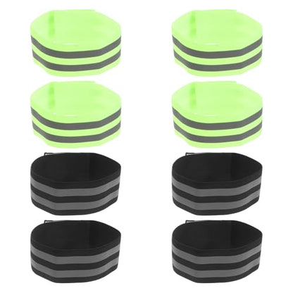 STOBAZA 8pcs Reflective Leg Straps for Cycling, Elastic Bike Pants Strap with High Visibility Safety Bands, Adjustable 35-50cm Ankle Fixation for Night Running and Outdoor Sports