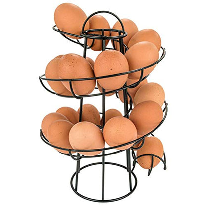 Steel Egg Skelter Dispenser Rack,Spiral Egg Holder, Save space, Egg Display Holder, Wire Chicken Egg Storage Organizer,Egg Basket for Countertop Kitchen (Black) - color: Black