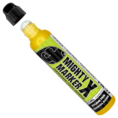 PM-37 Industrial Dauber Paint Marker - 12mm Wide Tip for Metal, Glass & Non-Porous Surfaces - Xylene Free, 45ml Capacity - Yellow - color: Yellow