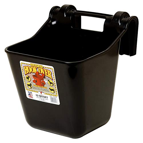 Little Giant HF12BLACK Heavy Duty 12 Quart Mountable Plastic Hook Over Feeder, Black (2 Pack)
