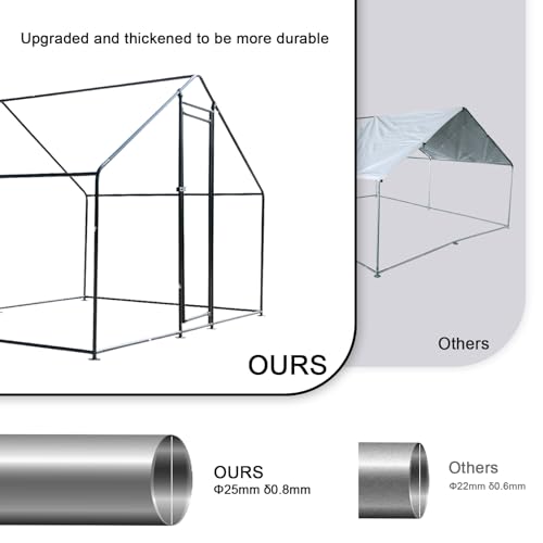 19.7'L x 9.8'W x 6.6'H Large Metal Chicken Coop Walk-in Chicken Runs Poultry Cage House Chicken Pen for Outdoor with Waterproof and Anti-Ultraviolet Cover - size: 19.7'L x 9.8'W x 6.6'H