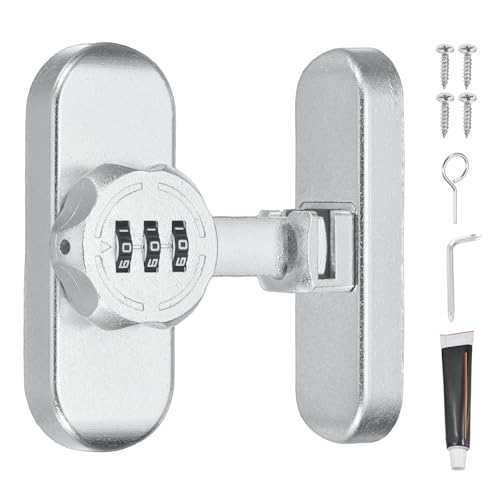 PATIKIL 90/180 Degree Barn Door Combination Lock with Password, 3 Digit Mechanical Password Lock for Sliding Door Gate Cabinets Closet, Silver - color: Silver
