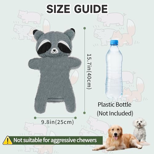 Mihachi No Stuffing Crinkle Dog Toys,2-in-1 Holds Water Bottles-Cruncher with Puncture Resistant Squeaker, Dog Squeak Toys Plush Dogs Chew Toy for Small Medium Large Breed Chewer, Raccoon - color: Raccoon