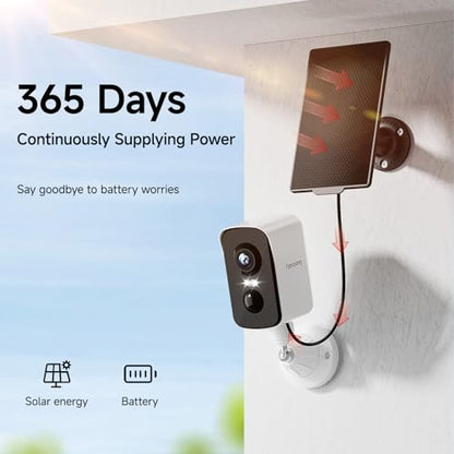 fanxiang 2K Wireless Security Camera Outdoor with Solar Panel & 64GB Card, Rechargeable Battery Camera Wireless WiFi, 300° Pan Rotating, PIR, Color Night Vision, AI Motion Detection, 2-Way Audio, IP65 - style: Solar Camera with Card