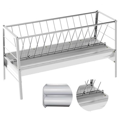 59" Livestock Hay Feeder 88 Gallon, Stainless Steel 2-in-1 Pasture Feeder Feeds 18 Goats, Durable Hay Rack with 7" Deep Feed Pan, Indoor & Outdoor Feeder for Sheep, Calf, Cow, Miniature Horse, Farm