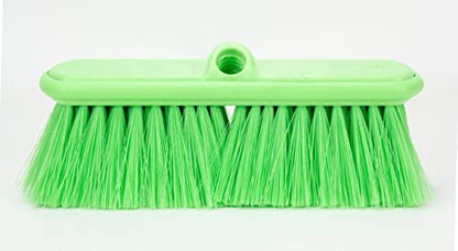 SPARTA Flo-Thru Heavy-Duty Deck Scrub Brush Nylon Bristled, Boat and Floor Scrub Broom with Protective Bumper for Floors and Large Equipment, Plastic, 9.5 Inches, Lime - color: Lime